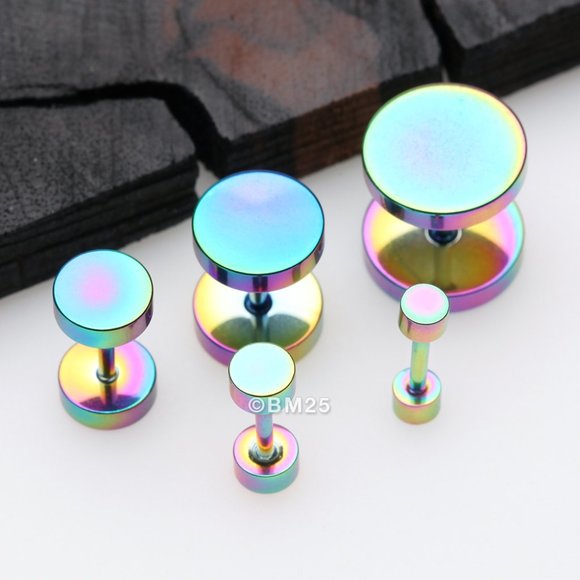 Colorline Steel Plate Cartilage Tragus Earring - Rainbow - Picture 1 of 2